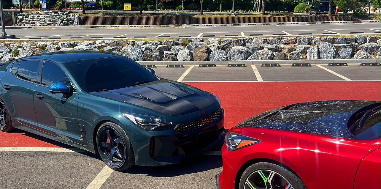 Kia Stinger V1 Carbon and FRP Hood by DAIMION