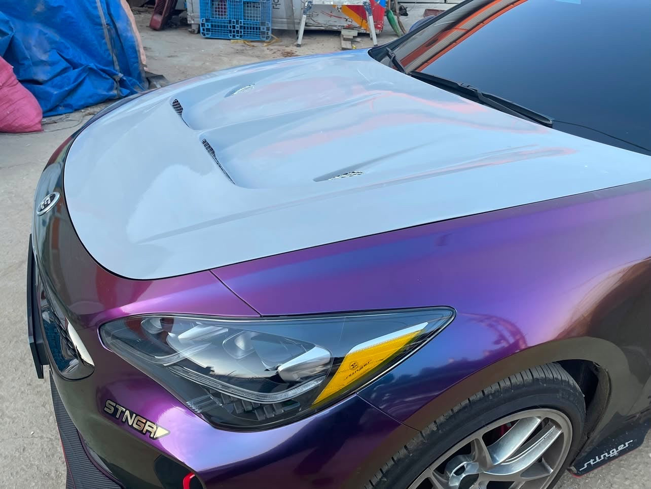 Kia Stinger V1 Carbon and FRP Hood by DAIMION