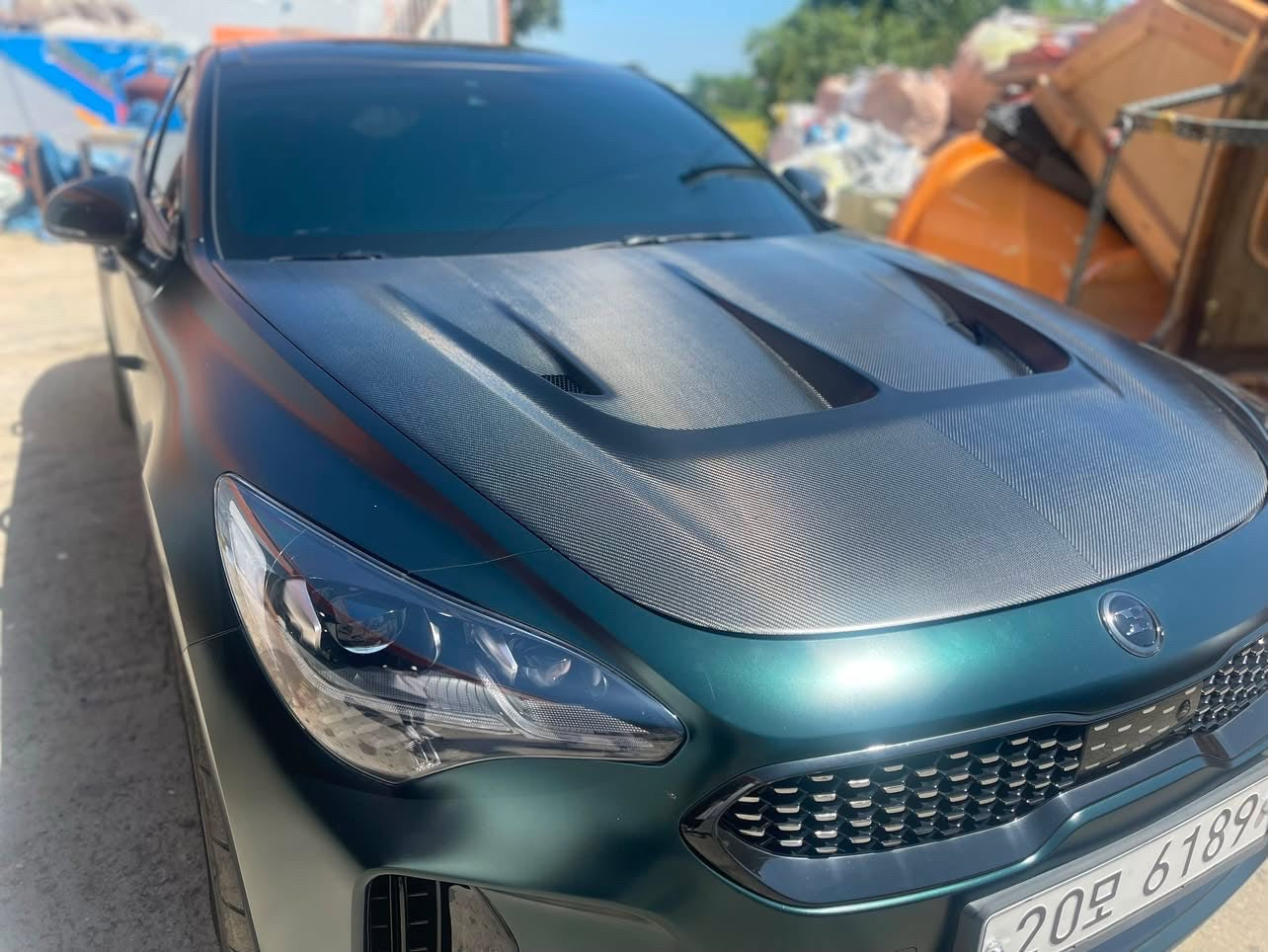 Kia Stinger V1 Carbon and FRP Hood by DAIMION
