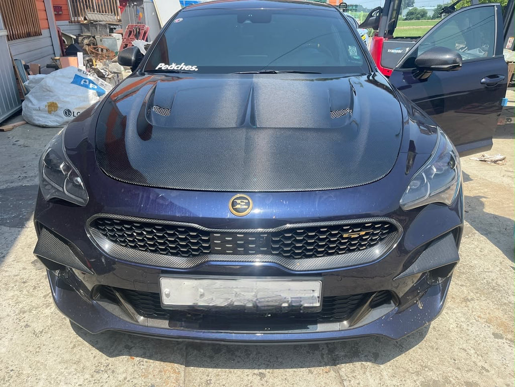 Kia Stinger V1 Carbon and FRP Hood by DAIMION